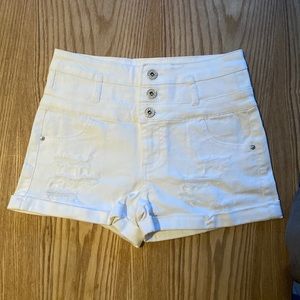 Ripped White Denim Shorts